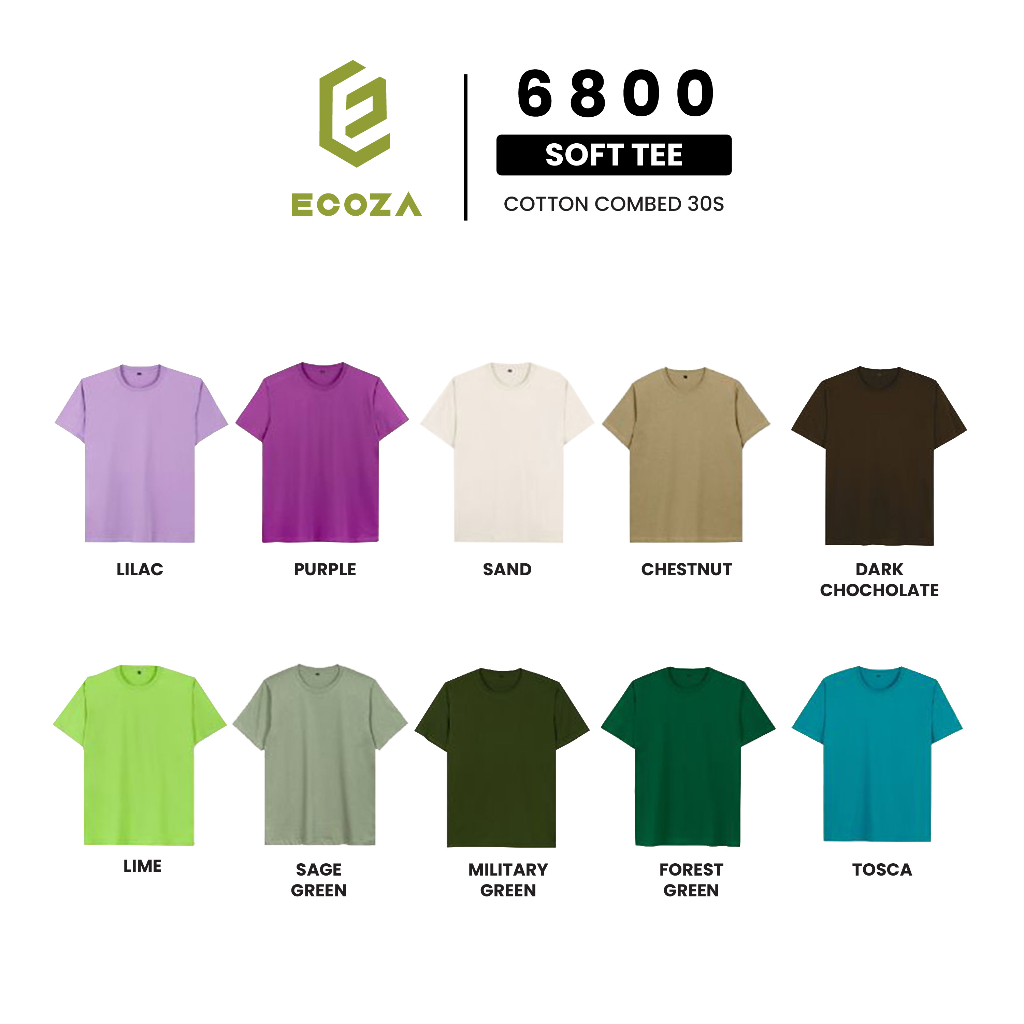 Kaos Polos ECOZA 6800 Combed 30s Soft Tee - WARNA 2 - 2XL 3XL 4XL 5XL JUMBO BIG SIZE