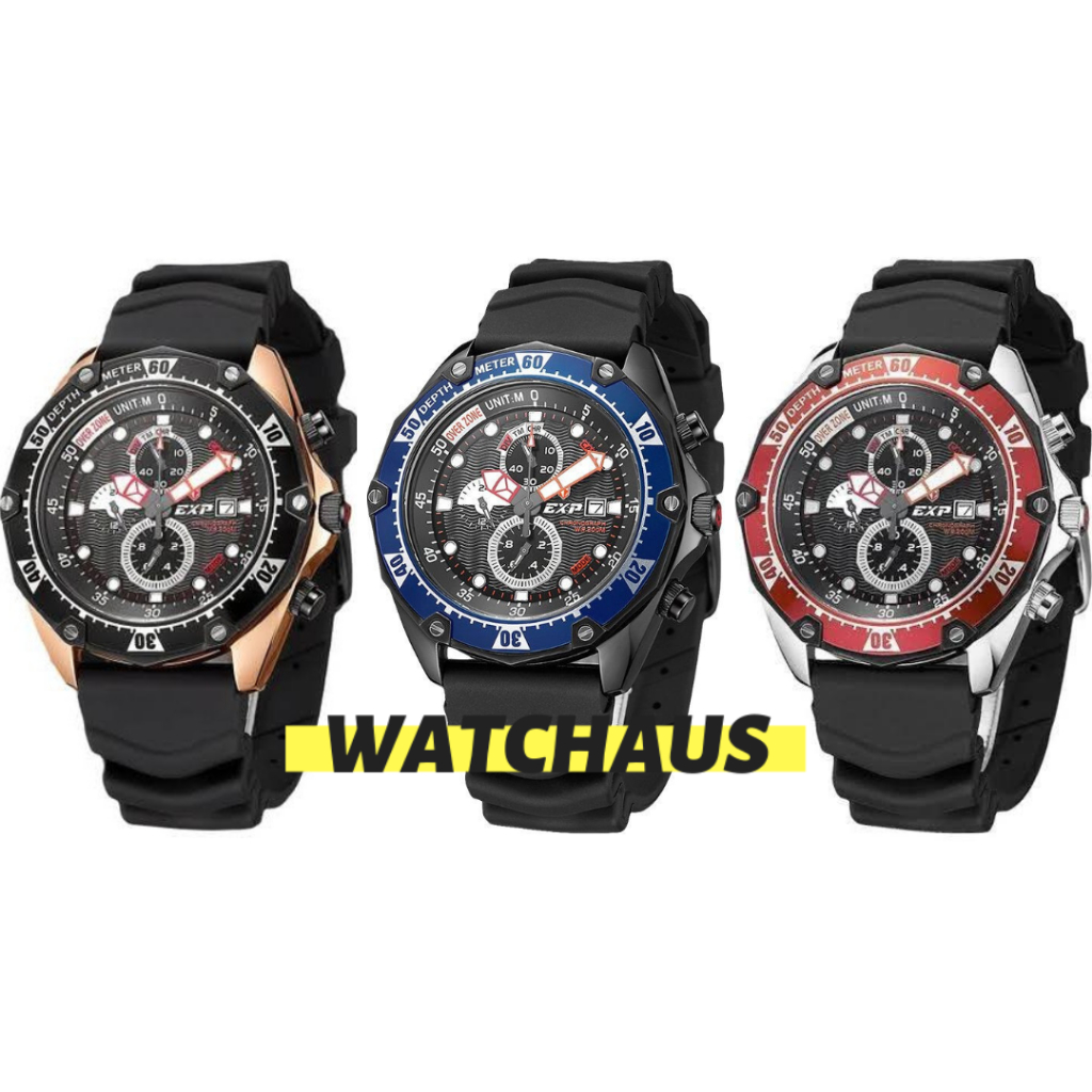 JAM TANGAN PRIA EXPEDITION DIVER SET E3007 E 3007 MCR CHRONOGRAPH RUBBER STRAP