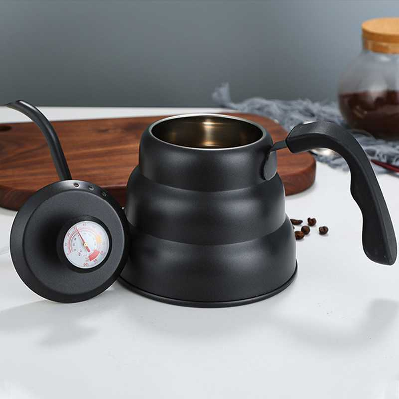 Teko Kopi Coffee Maker Pot Drip Kettle 1L with Thermometer Tempat Minum Material Stainless Steel Anti Karat