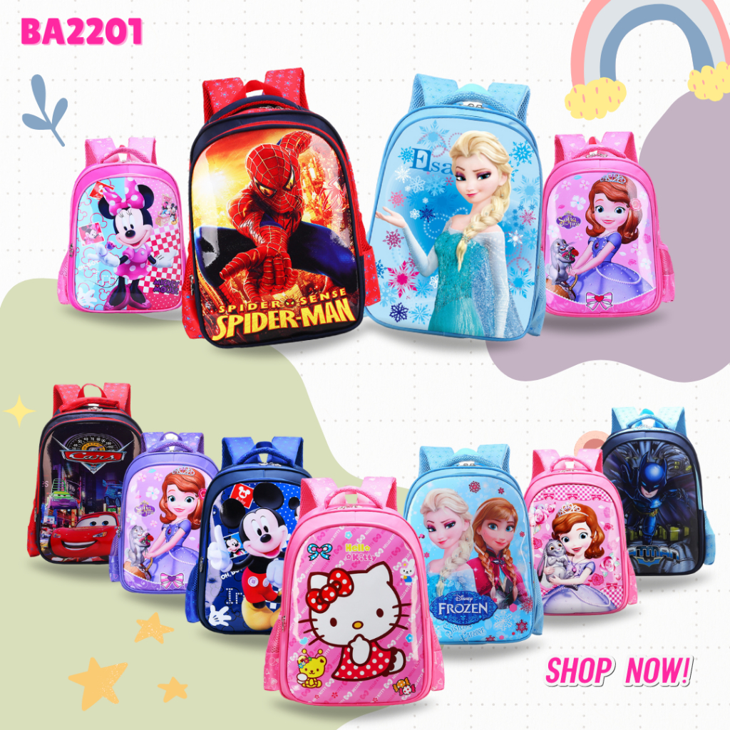 Minipetite BA2201 Tas sekolah anak SD / SMP Tas Ransel Anak Import Tas Ransel Anak Karakter Kartun