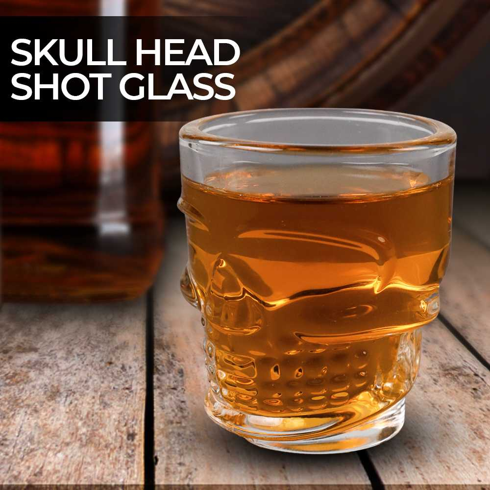 Gelas Whiskey Rock Glass Shot Skull Head Crystal Desain Artistik Minimaslis Gelas Minum Berkualitas