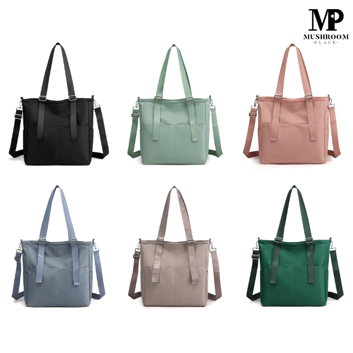 Totebag Selempang Wanita Nilon Anti Air | Tas Tote Selempang Cewek Polos Korean Style | Ladies Shoulder Bag Import Kasual Multifungsi