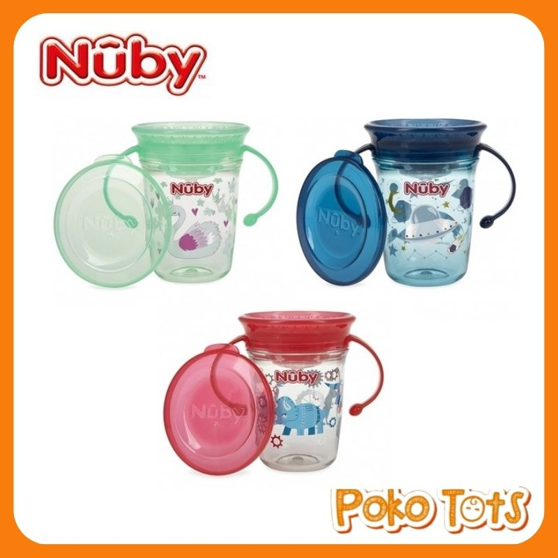 Nuby 360 Wonder Cup Tritan Glitter 240ml Twin Handle Botol Minum