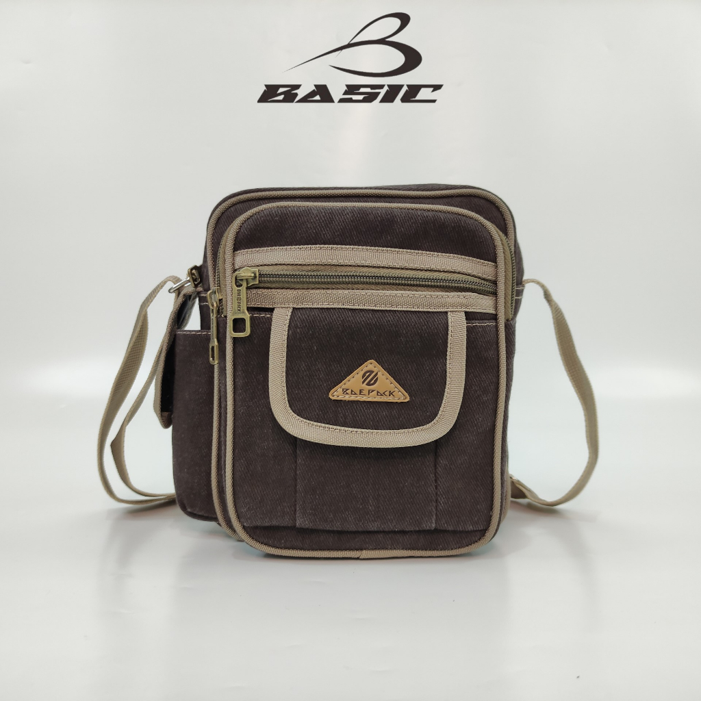 Baepack Tas Selempang kanvas Cowok Regan Coklat Tua Original Baepack/ Tas Bahu Canvas Cowok  / Tas K