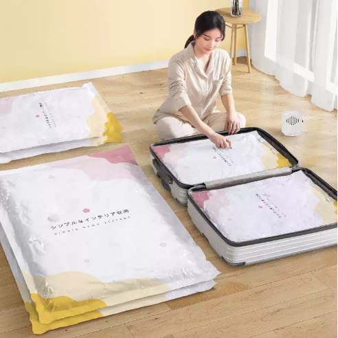 Plastik Vakum Baju Selimut Vacuum Compression Bag Durable Tempat Penyimpanan Pakaian Hemat Ruang Berkualitas