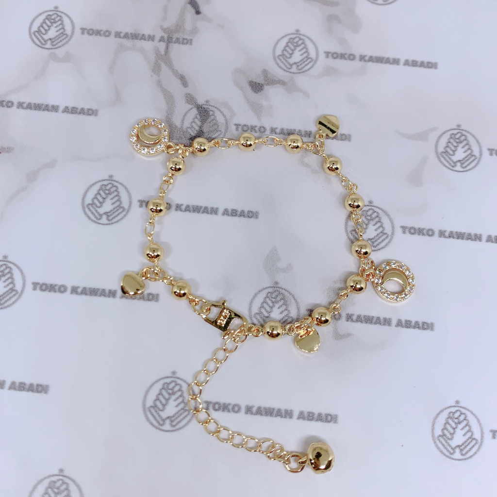 Gelang Tangan Xuping Gold Wanita Dewasa Motif Rantai Permata Mewah Fashion *04