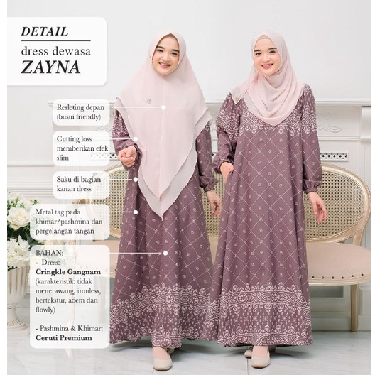 Greenism Sarimbit Motif Zayna &amp; Zayn (Black) Quality Premium Syari'i -  Family Set Sarimbit Greenism