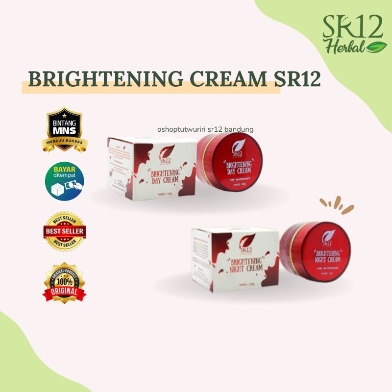 BRIGHTENING DAY & NIGHT CREAM SR12 - Krim Wajah BPOM Untuk Semua Jenis Kulit / Mencerahkan Wajah Yan