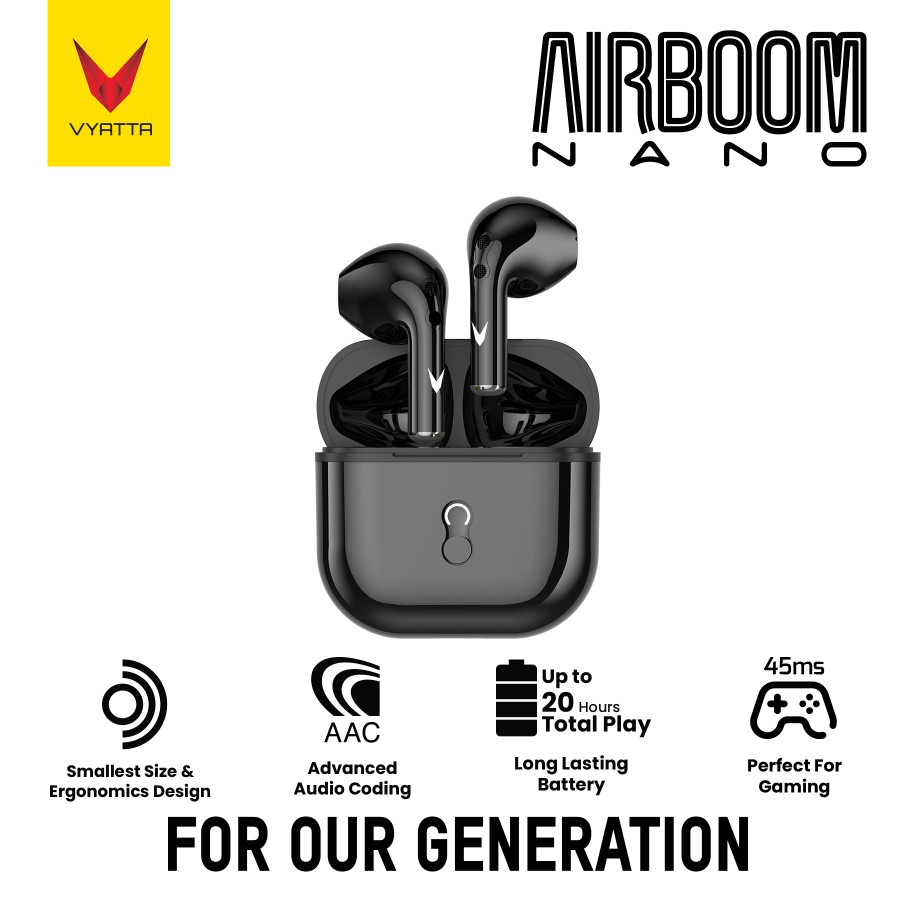 VYATTA Airboom Nano TWS Bluetooth Headset / Earphone , Super Mini