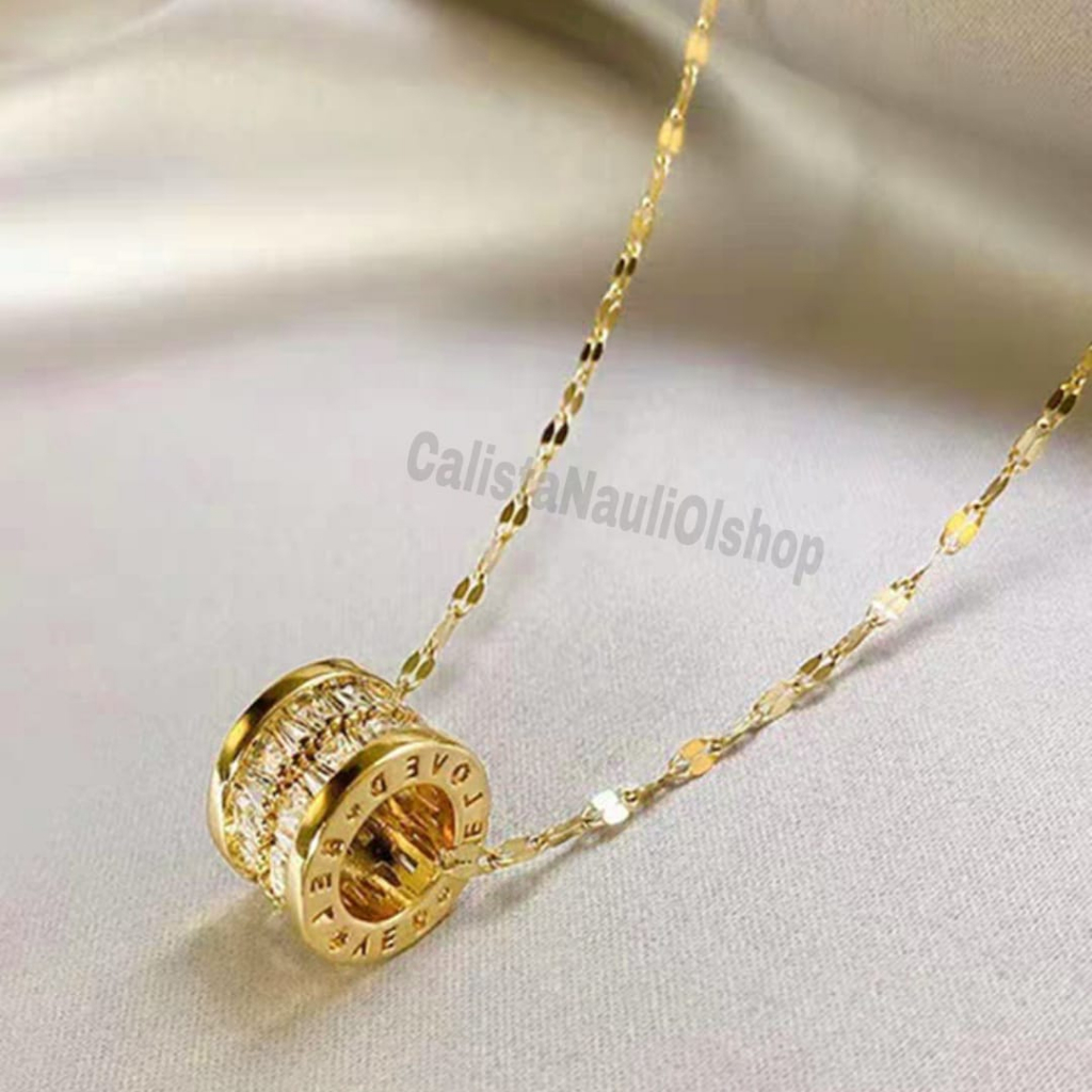 Kalung  Titanium Roda Zircon Fashion Korea Anti Karat Dan Anti Luntur