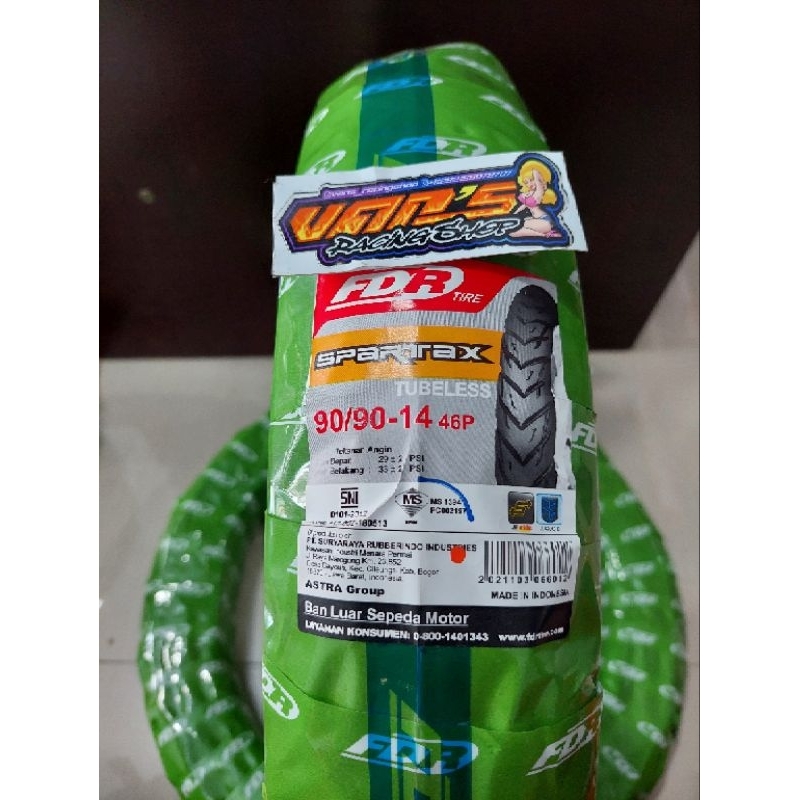 BAN FDR 90/90-14 SPARTAX TUBELESS BELAKANG 90/90-14 VARIO BEAT SCOOPY SPACCY
