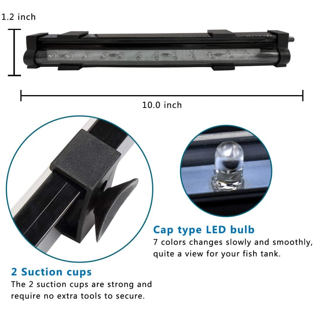Tangki Ikan Akuarium Lampu Lampu LED Gelembung Aksesori Submersible Tahan Air Lampu Colokan AS Berwarna-warni