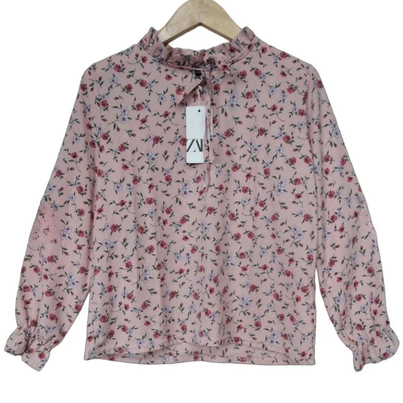 Blouse Ruffle Bunga Bunga Branded