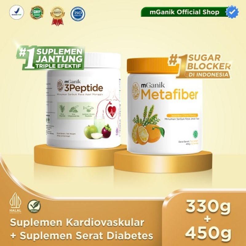 Mganik 3Peptide suplemen Jantung dan Metafiber suplemen gula darah