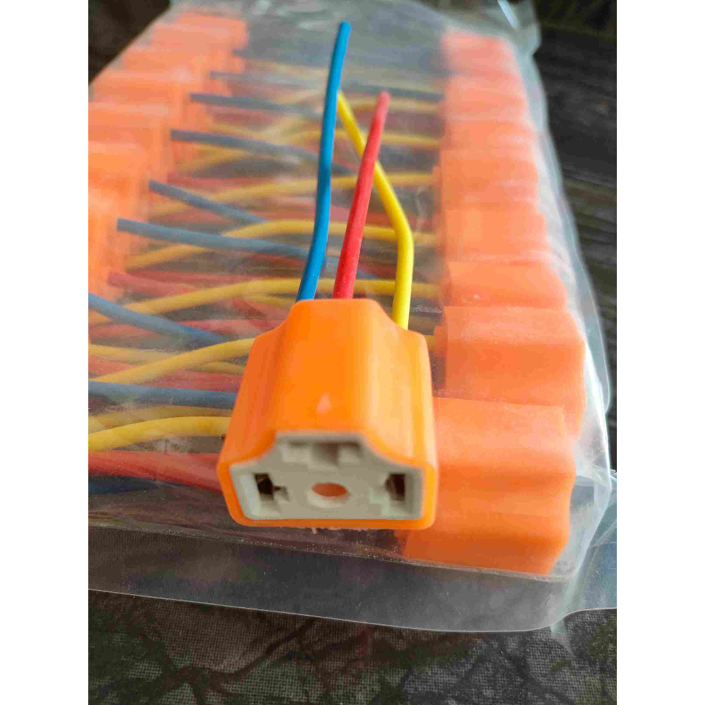 Socket Relay Ceramik Soket Relai Keramik Kaki 3 H4 + Kabel 10 cm