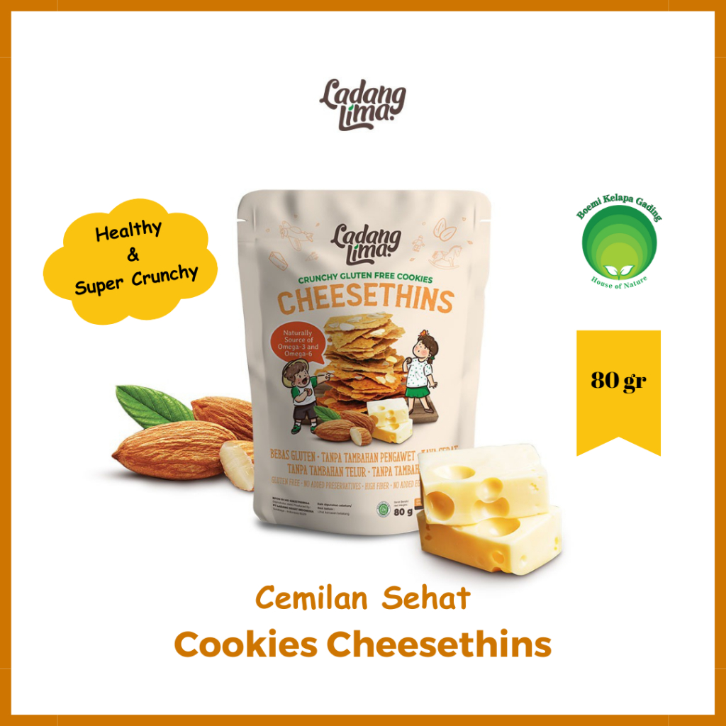 

Ladang Lima Cookies Cheesethins 80 gr Halal Gluten Free Cemilan Sehat