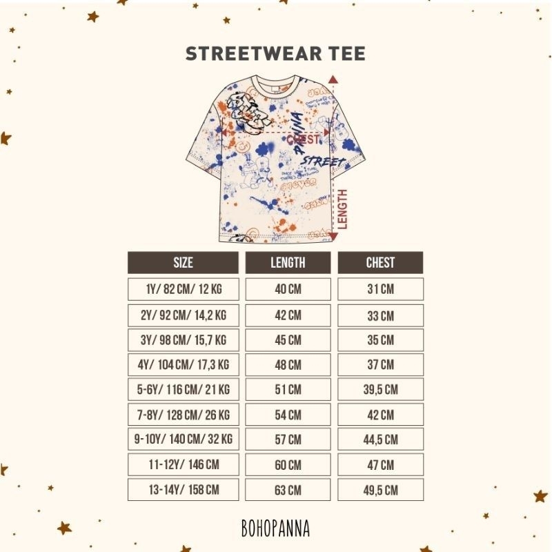 BOHOPANNA - STREETWEAR TEE BOHOPANNA - ATASAN BOHOPANNA - KAOS ANAK - BAJU ANAK