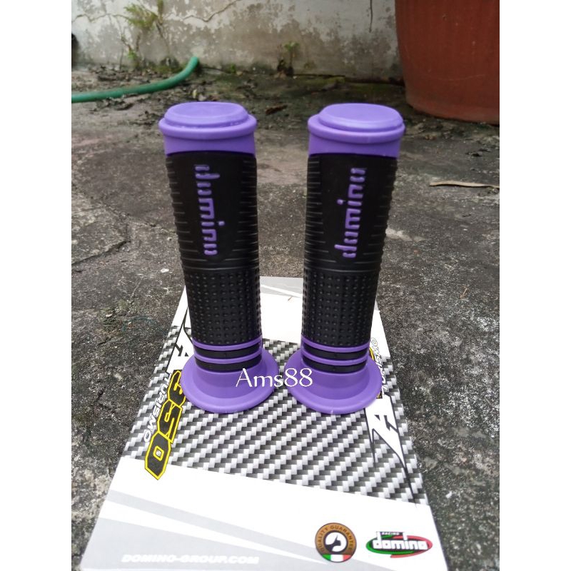 HANDGRIP HANDFAT GRIP DOMINO WARNA UNGU BLACK SARUNG GAS MOTOR BISA SEMUA MOTOR UNIVERSAL