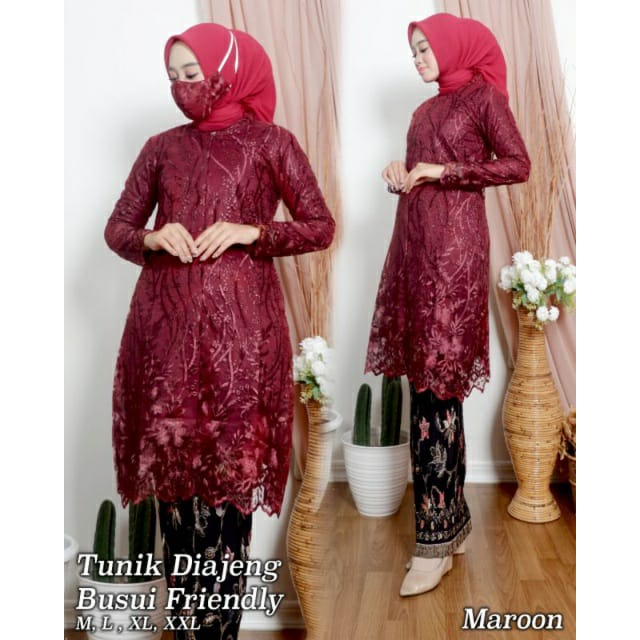 SC Set Kebaya Tunik busui Kebaya Wisuda Stelan Kebaya Brokat Set TUNIK