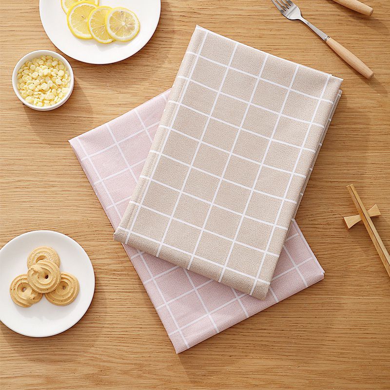 Taplak Meja Makan Aesthetic Anti Air Alas Meja Ruang Tamu Kotak kotak ESTETIK Plastik PEVA Table Cloth Waterproof