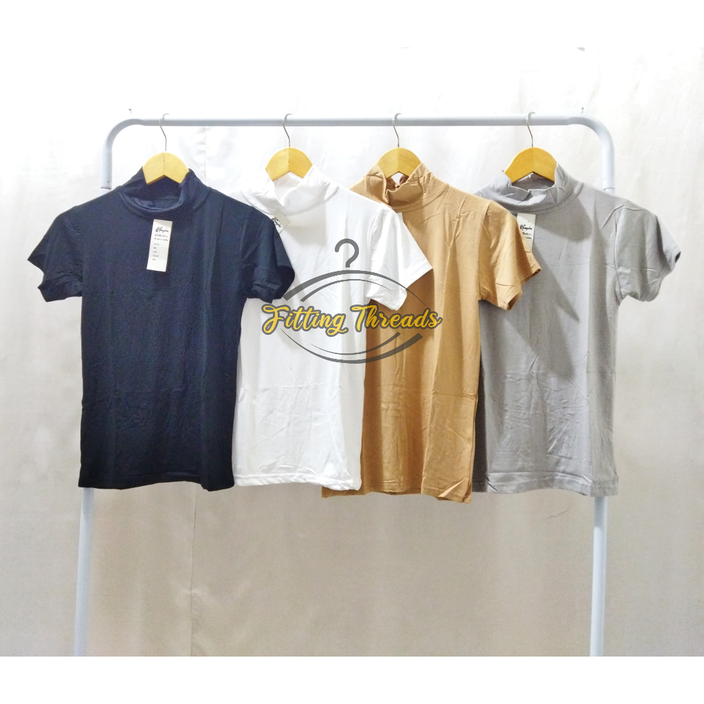 Manset Atasan Kaos Tangan Pendek Polos Spandek / Mangset Baju Lengan Pendek Kerah Tinggi Inner