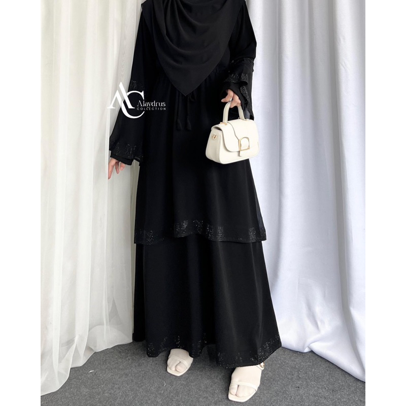 Abaya Gamis Hitam Dress Arab Saudi Bahan Jetblack 658