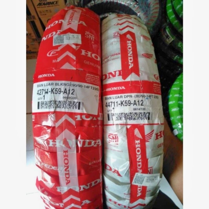 PAKET BAN TUBLES HONDA/FEDERAL  80/90 + 90/90-14 BAN BARU 100% ORIGINAL,FREE PENTIL