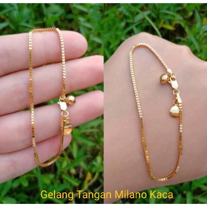 Gelang Tangan Milano Kaca Lapis Emas 24k