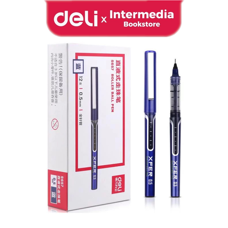 

Deli S657 Pulpen Roller Ball Pen 0.5mm Tinta Biru