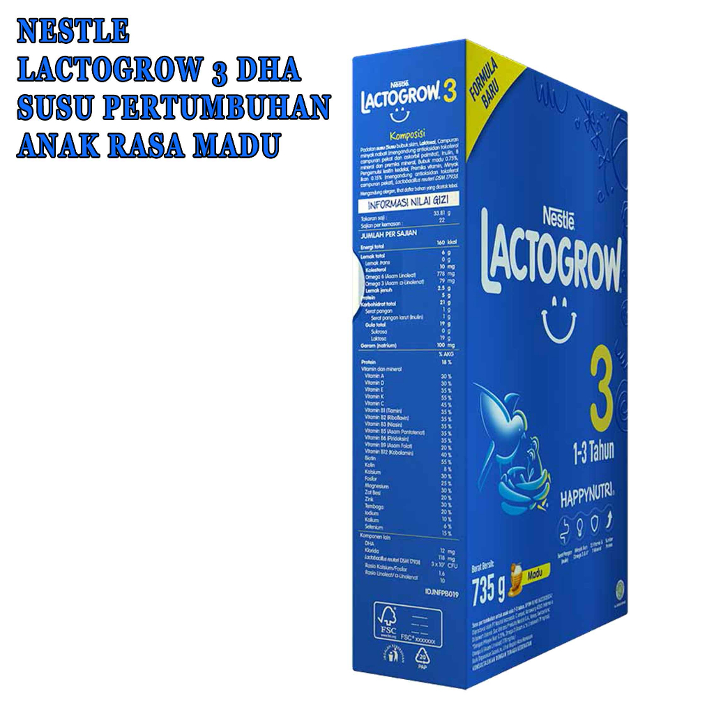 Susu Pertumbuhan Anak* Nestle Lactogrow 3 DHA* Susu Rasa Madu* 735gr