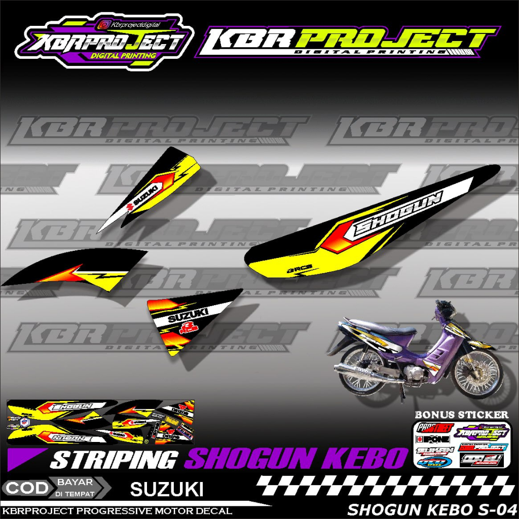 SHOGUN KEBO STIKER MOTOR KEREN Stiker Striping Lis Variasi Motor SUZUKI Racing S.04 TRANSPARAN Cod