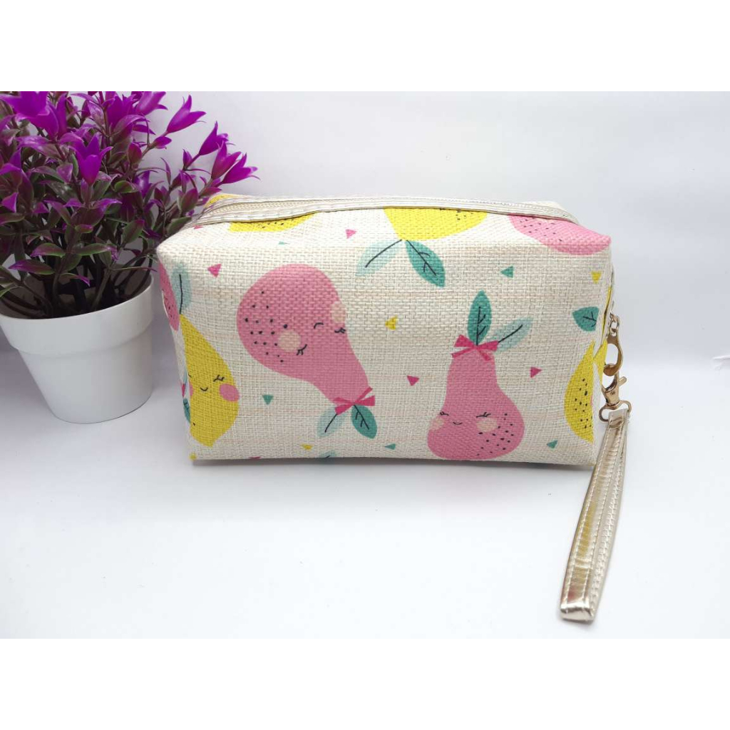 READY POUCH MAKE UP WANITA | TAS KOSMETIK BAHAN KAIN GONI Motif Lucu
