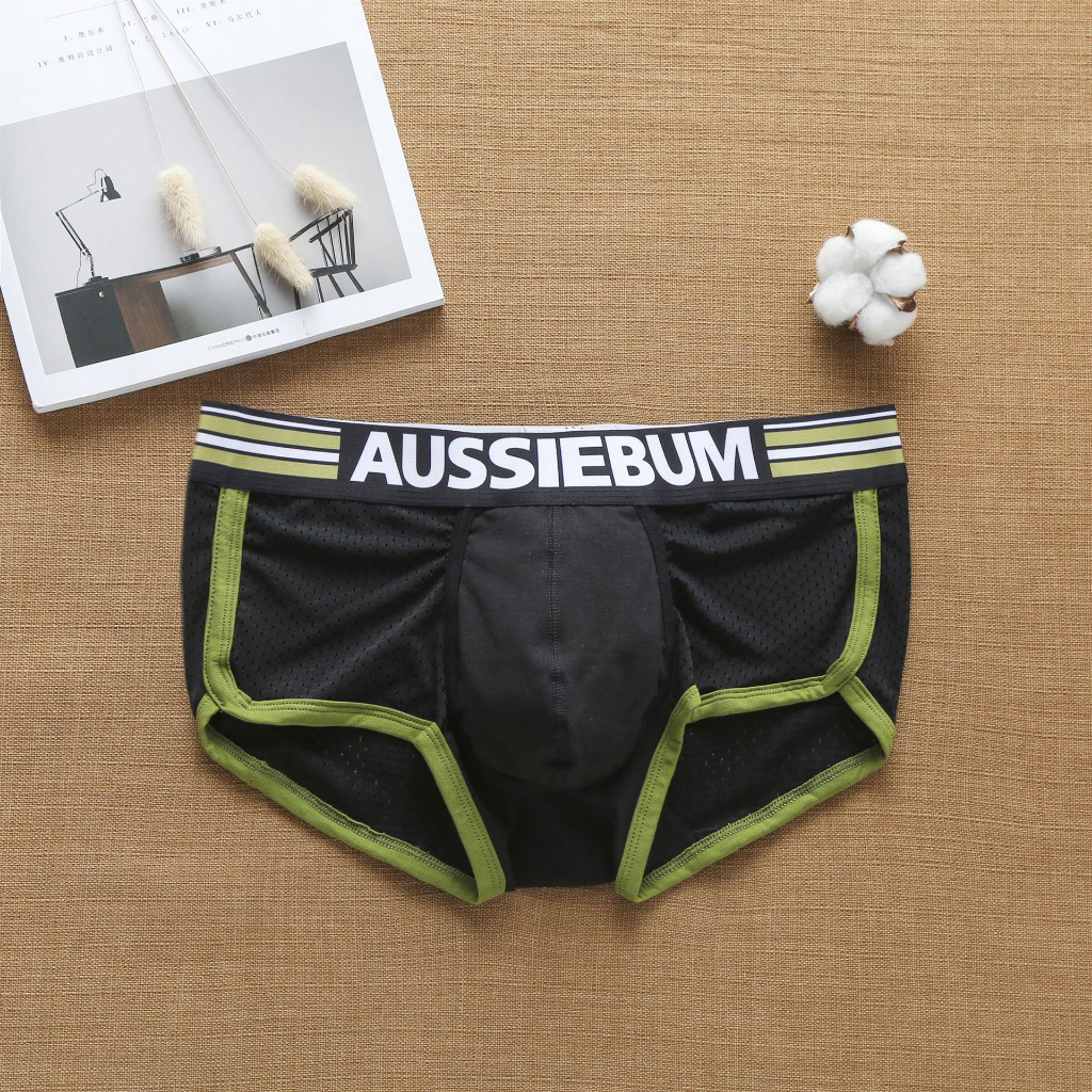 AUSSIEBUM Men Boxer Trunk Pria Celana Dalam Boxer Pria Black AB01K