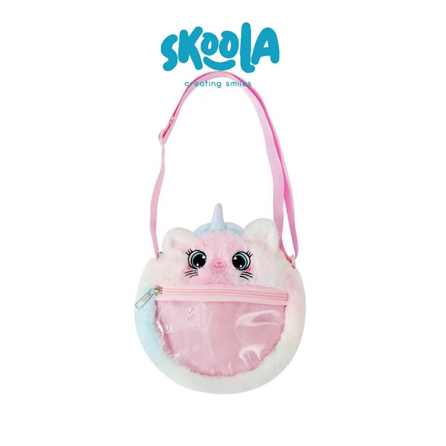 Skoola Tas Anak Perempuan PAUD Remaja Selempang Cat Rabbit Rainbow Lucu Bulu Kids Sling Bag - Mora