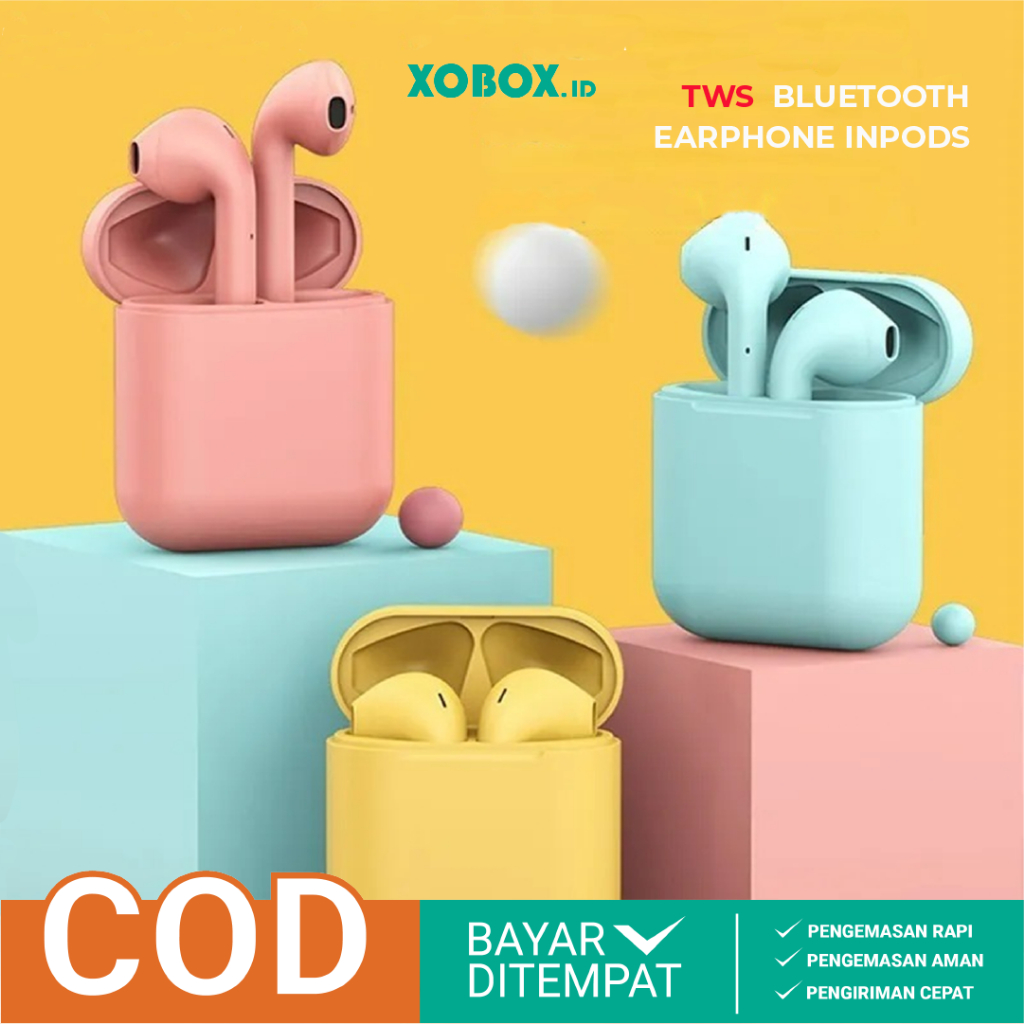 Inpods i12 Kisonli TWS Earphone Wireless Macaron Bluetooth 5.1 Android IOS i12 - XOBOX