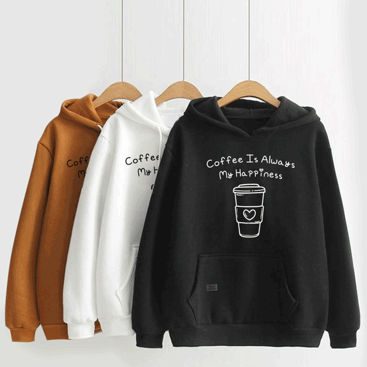 Parisdivarious Sweater Hoodie Jemper Need Coffee Bahan Fleece Size S - XXL (Pria &amp; Wanita)