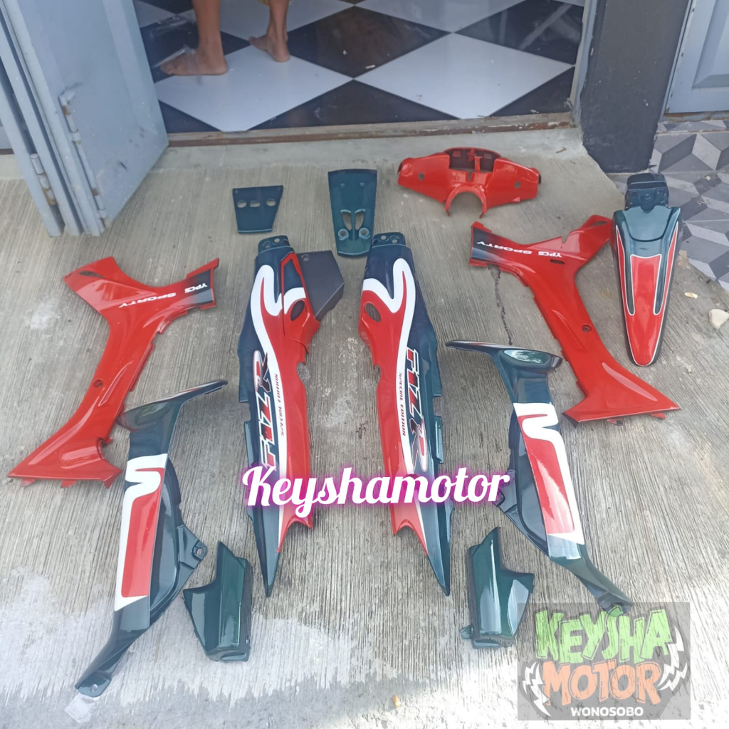 FULL BODY YAMAHA FIZR SET STRIPING CALTEX HIJAU MERAH