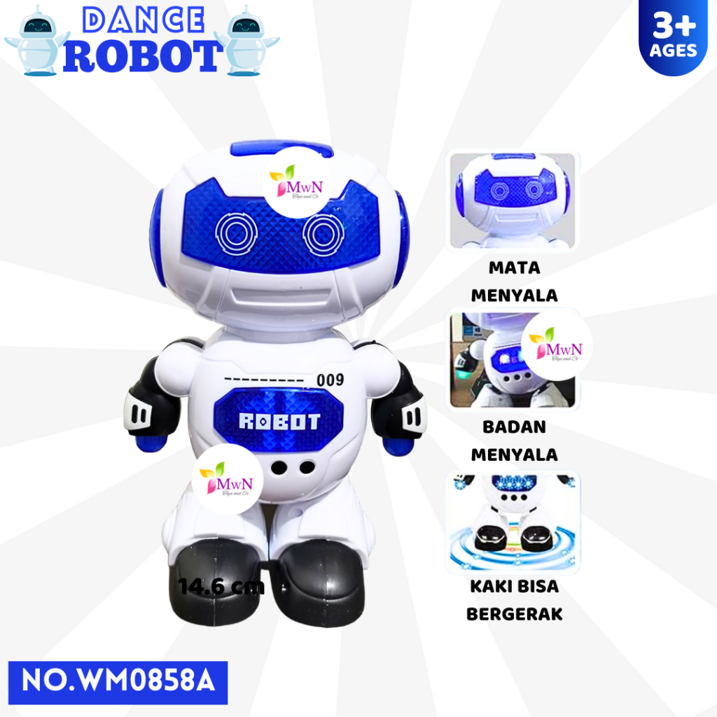 mwn.toys Mainan Dance Robot Putih Biru No WM0858A