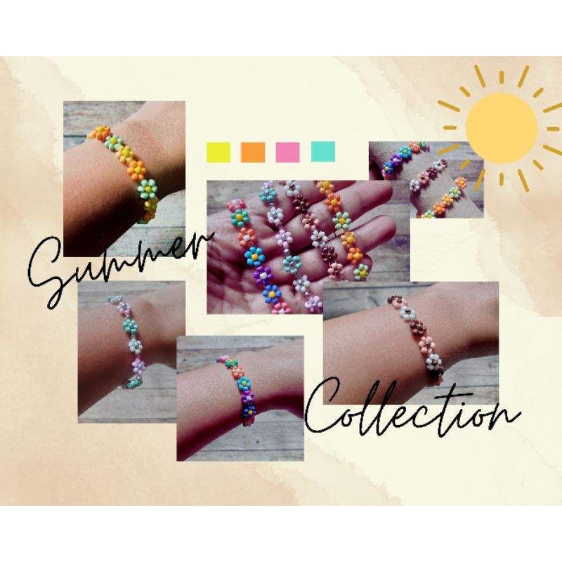 Gelang Bunga Daisy Manik-manik | Gelang Manik Korea