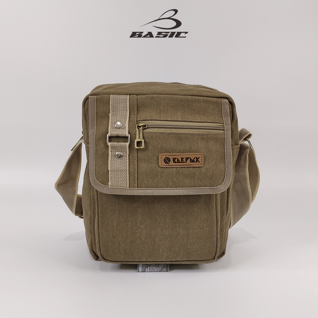 Baepack Tas Selempang kanvas Cowok Hanzo Khaki Original Baepack/ Tas Bahu Canvas Cowok  / Tas Kanvas