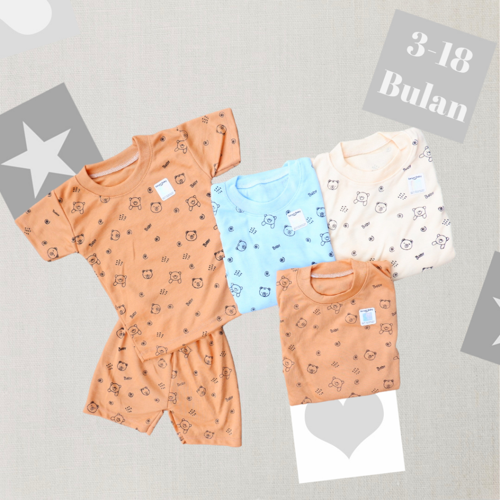 Set Setelan Baju Bayi Seruni Baby SNI Motif Bear