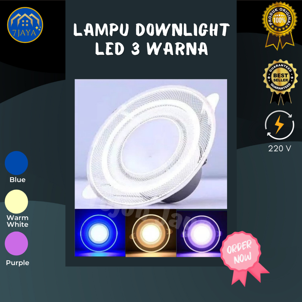 Lampu Downlight LED 3 Warna 7 Watt
