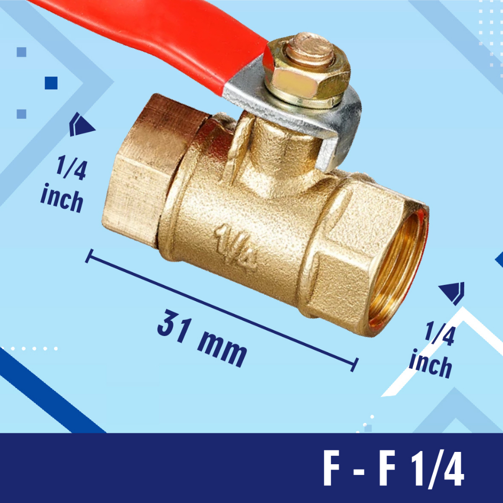 BALL VALVE / STOP KRAN / KERAN KUNINGAN FEMALE TO FEMALE F-F  1/4 1/2 3/8 1/8 ball valve air panas dingin