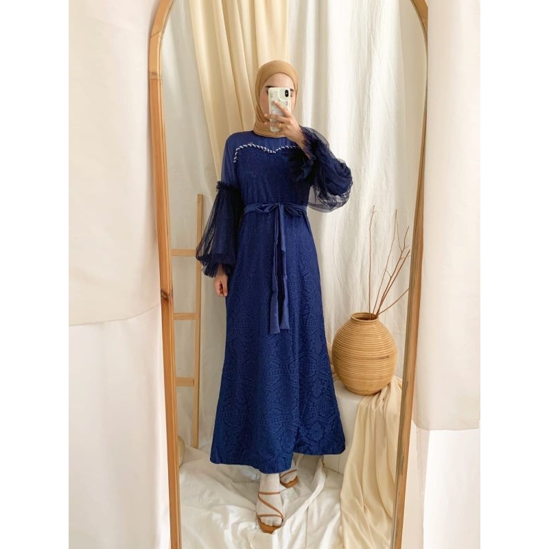 MAXY ALISHA, BRUKAT VELVET, GAMIS HIJAB MUSLIM, MAXY DRESS