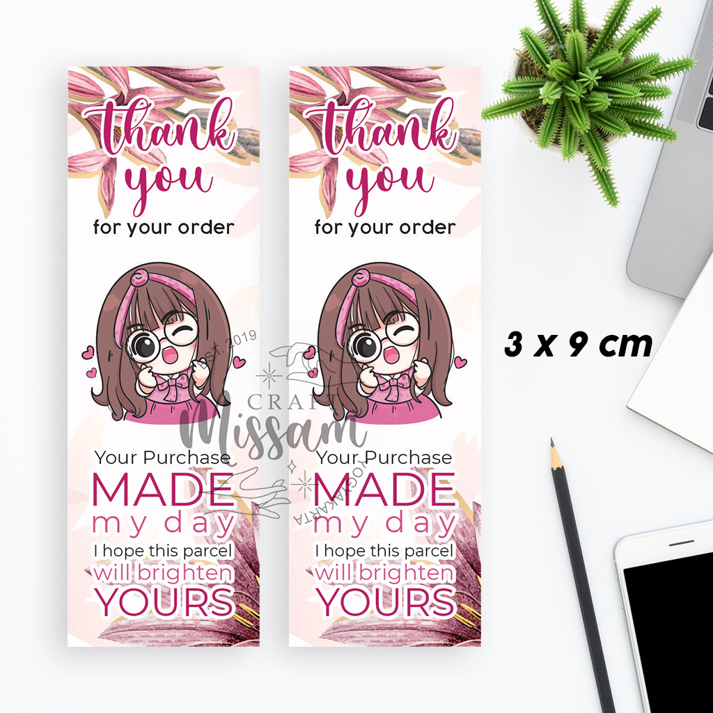 

100 Thank You Stiker Segel Kemasan Paket OM010 Flower Gift Decoration