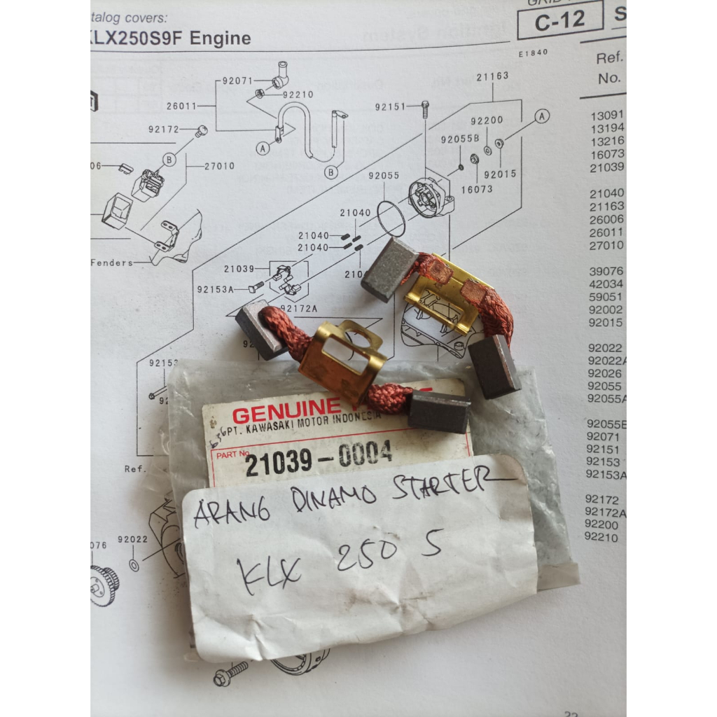 Areng Stater Brush carbon Kawasaki KLX 250 Original