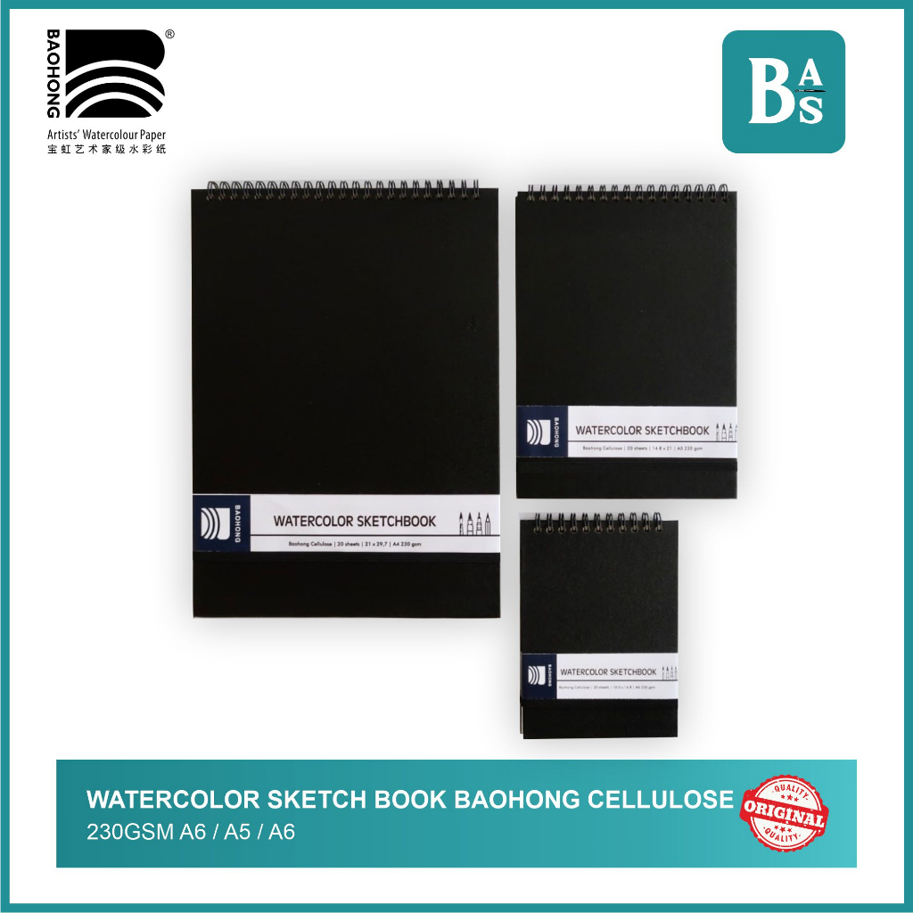 

Watercolour Sketchbook Baohong Cellulose Ketebalan 230gsm Tersedai 3 Ukuran A6 / A5 / A4 100% Original Peralatan Melukis Terlaris dari BAS Bali Art Supplies Jakarta