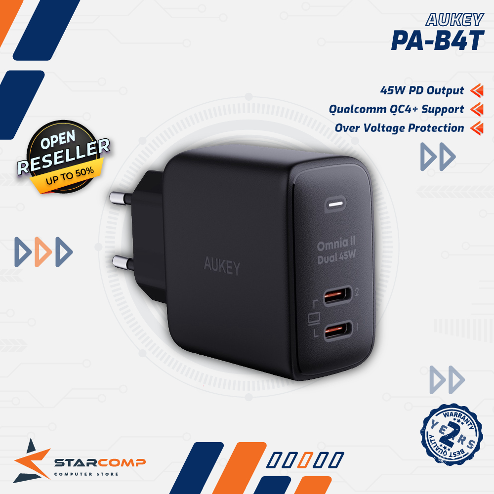 Aukey PA-B4T Omnia II Duo Series Charger USB-C PD 45W PPS