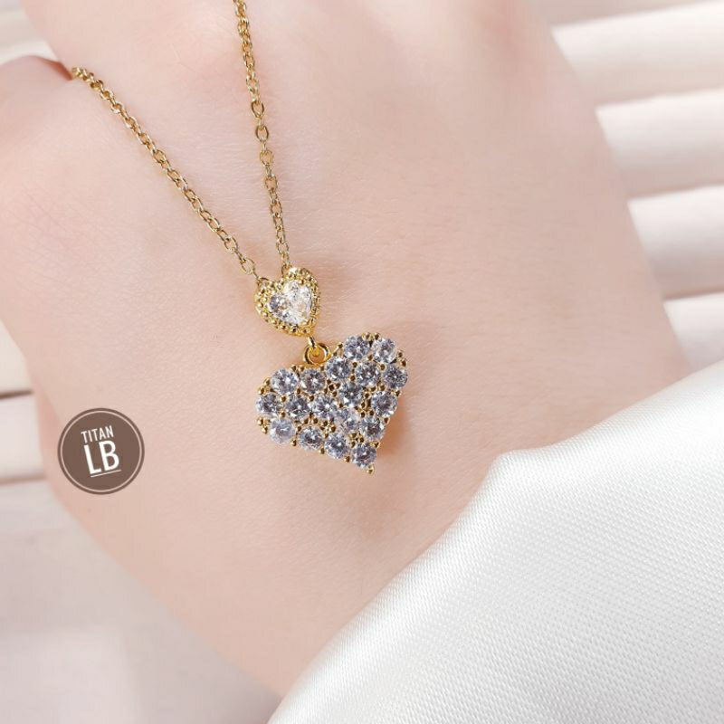 Kalung Rantai Wanita Dewasa Permata Love Fashion Cantik Dan Simple N01042302