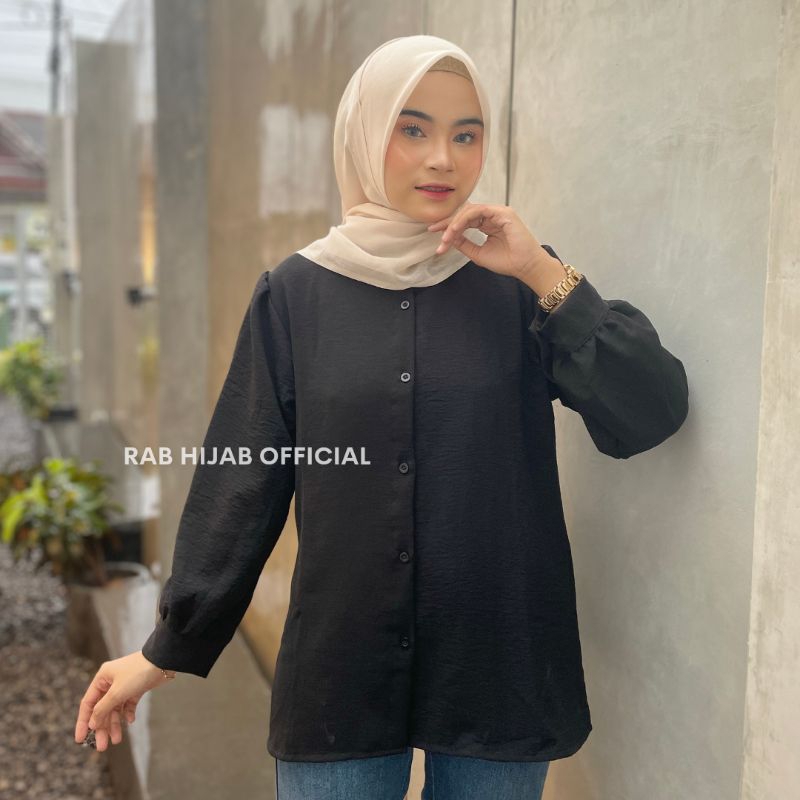 Tasya Blouse Atasan Kemeja Basic Polos Wanita Crinkle Airflow Premium